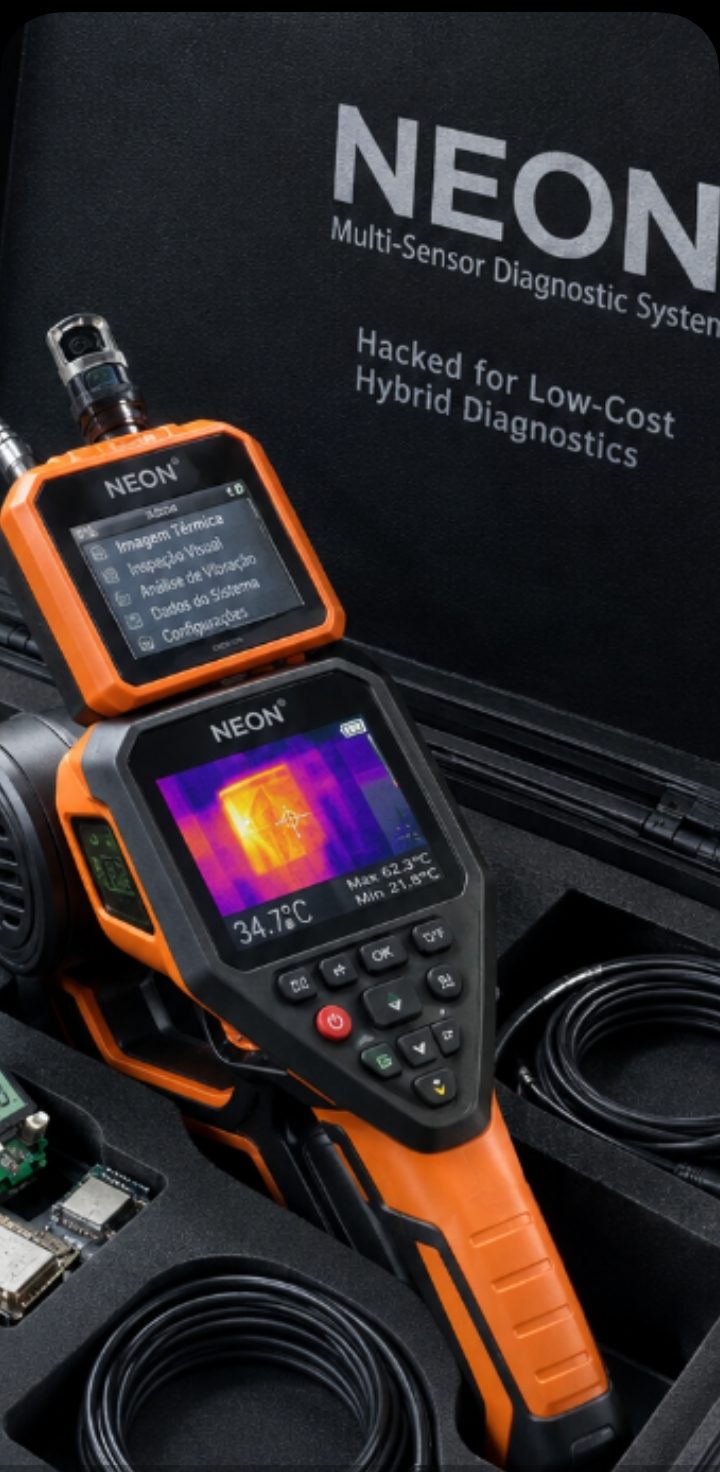 Imagem do conceito NEON Multi-Sensor Diagnostic System, um aparelho laranja com câmera térmica